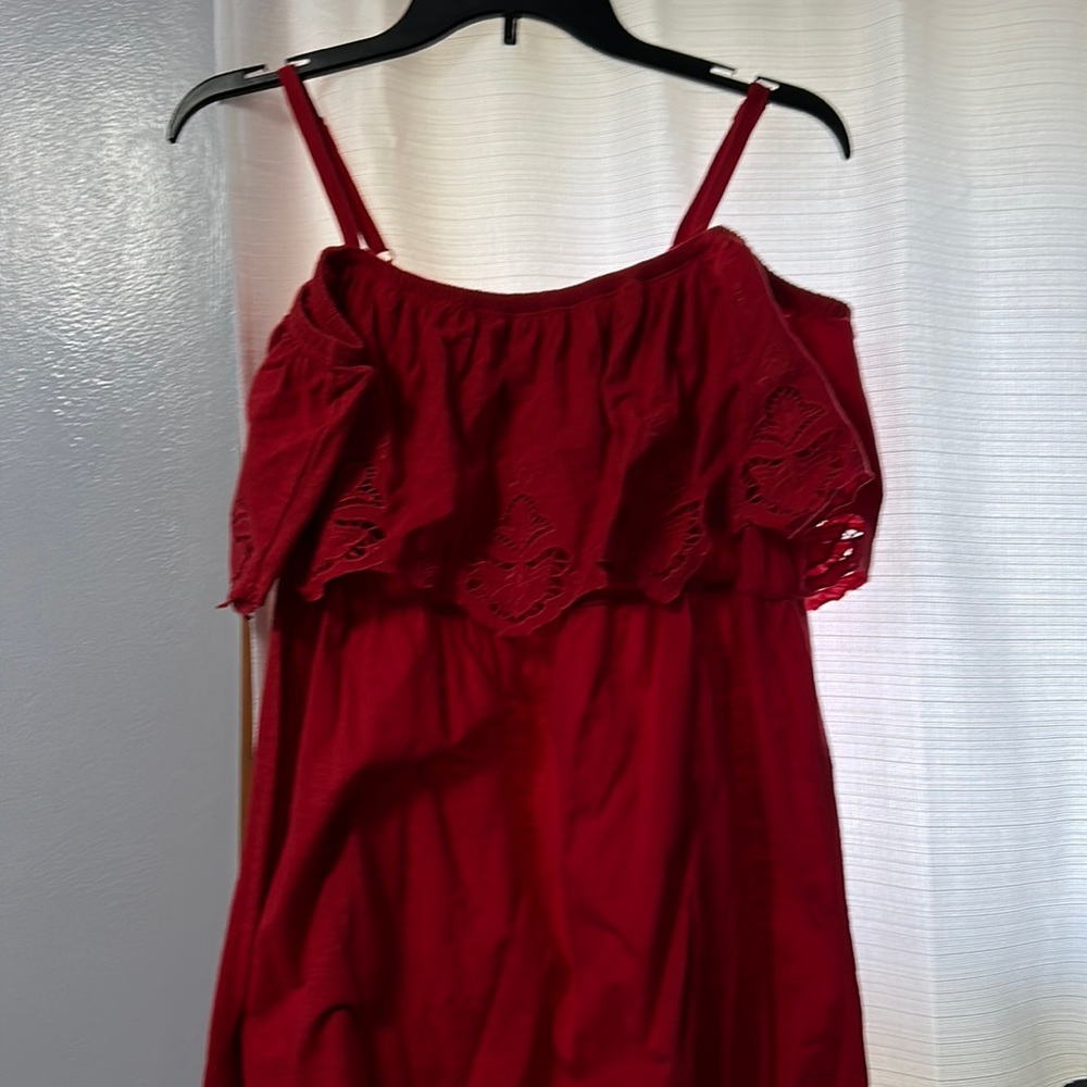 Red off shoulder blouse